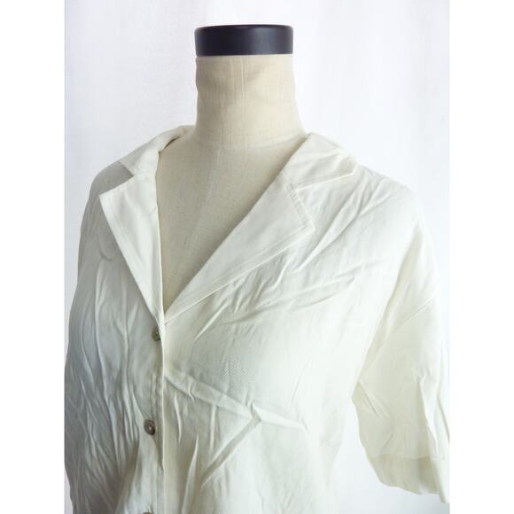 Madewell Cream Button Up Short Sleeve Top Women's Medium - Picture 5 of 7